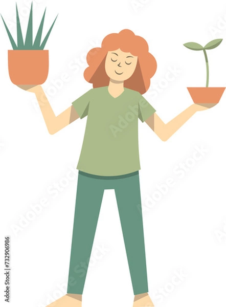 Fototapeta happy person holding plant pot.