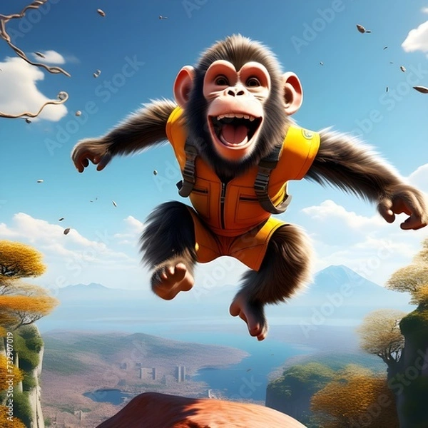 Obraz Monkey playing kung fu