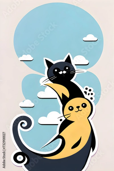 Fototapeta Cute cats. Generative AI