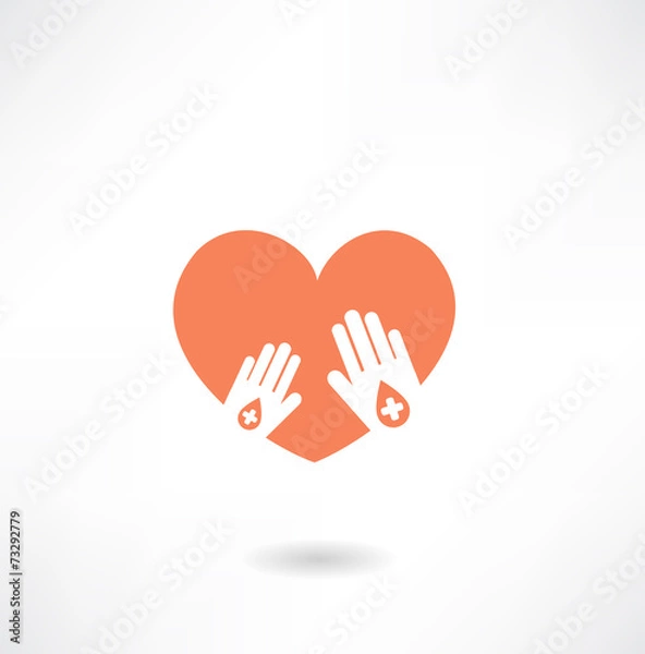 Fototapeta hands holding the heart donor icon