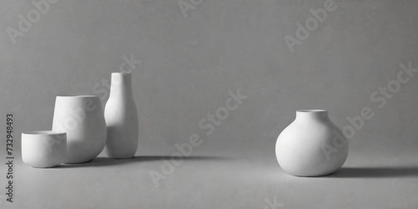 Obraz Composition of simple objects against plain background. Ai Generative