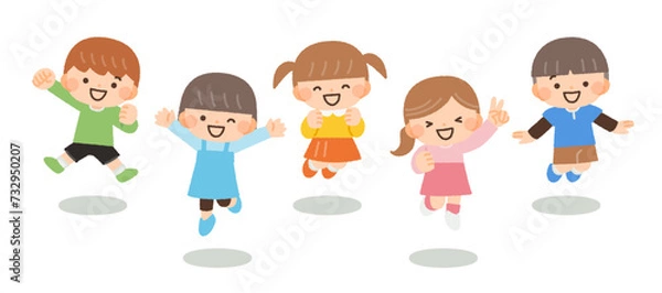 Fototapeta 元気にジャンプをする子供たちのイラスト素材