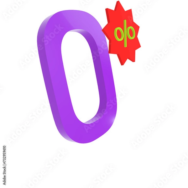 Fototapeta 3d human hand pointing finger zero percent interest, credit card and promotion business concept. 3d render