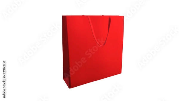 Fototapeta online shopping cart with shopping bags on a white background. Shopping Trolley. Grocery push cart. Minimalist concept, isolated cart. 3d render illustration,zero percent