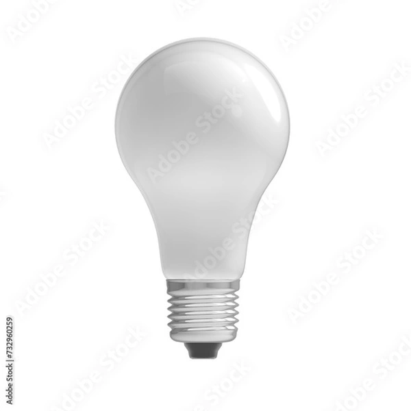 Fototapeta White light bulb on bright color background in pastel colors. Minimalist concept, bright idea concept, isolated lamp. 3d render illustration