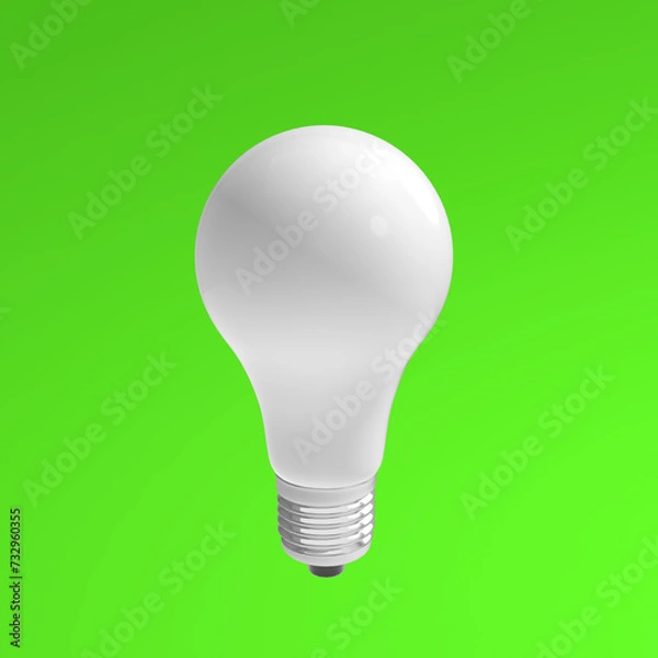 Fototapeta White light bulb on bright color background in pastel colors. Minimalist concept, bright idea concept, isolated lamp. 3d render illustration