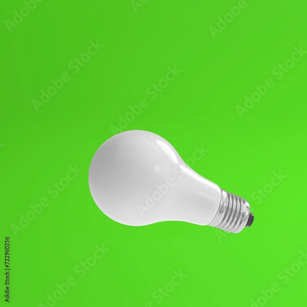 Fototapeta White light bulb on bright color background in pastel colors. Minimalist concept, bright idea concept, isolated lamp. 3d render illustration