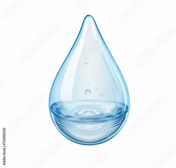 Obraz Natural water drop with drop of water inside it isolated on white background