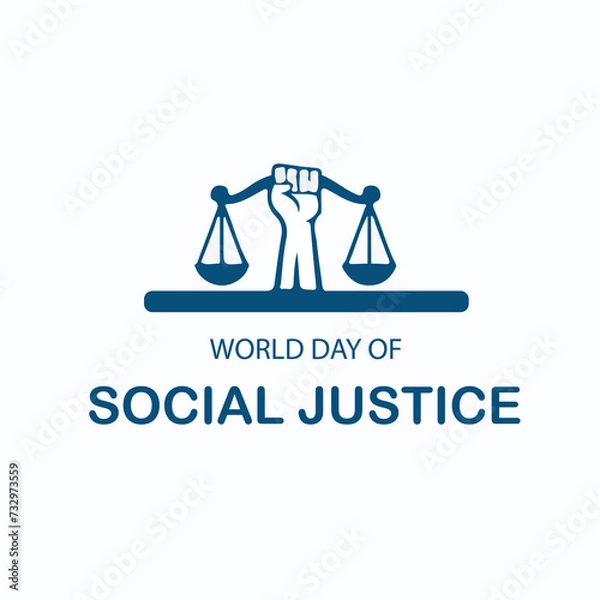 Fototapeta World Social Justice Day, Judge balance with Law book on world, view from above, concept with text World Day of Social Justice, February 20, selected focus, narrow depth of field, social justice