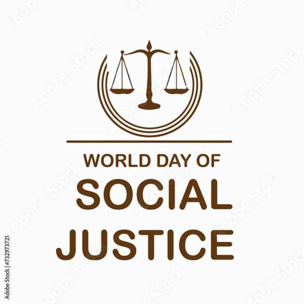 Fototapeta World Social Justice Day, Judge balance with Law book on world, view from above, concept with text World Day of Social Justice, February 20, selected focus, narrow depth of field, social justice