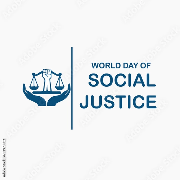Fototapeta World Social Justice Day, Judge balance with Law book on world, view from above, concept with text World Day of Social Justice, February 20, selected focus, narrow depth of field, social justice