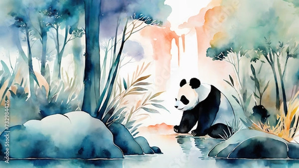 Obraz 森の中のパンダ