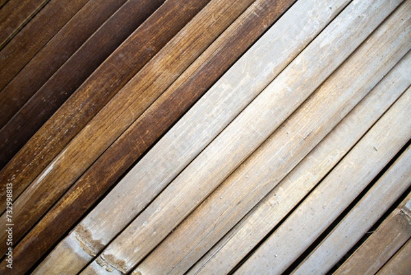 Fototapeta A background made of bamboo arranged at an angle.