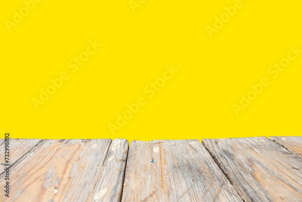 Fototapeta "Wooden Board: Brown Empty Wooden Table Top Isolated on Color Background."