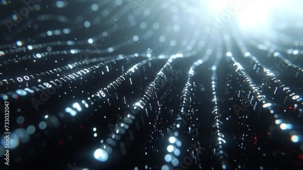 Fototapeta Subtle binary code patterns intertwine seamlessly, reflecting the hacker's digital prowess