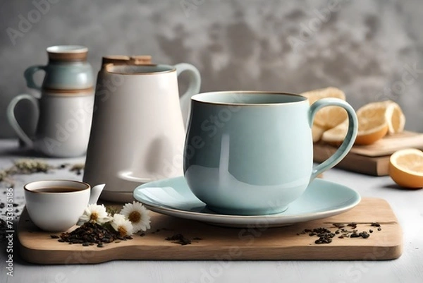 Obraz Tea mug with jug