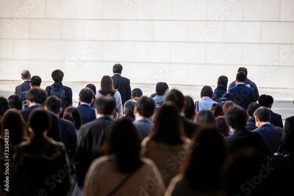 Fototapeta 朝の通勤するビジネスマンたちの後ろ姿　東京