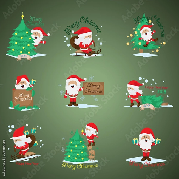 Fototapeta Santa Claus Set - Isolated On Background
