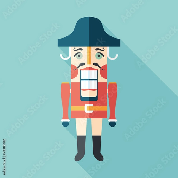 Fototapeta Retro nutcracker flat square icon with long shadows.
