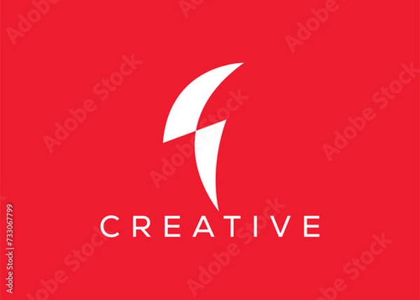 Fototapeta Minimalist Thunder Bolt vector logo design template. Creative modern Thunder logo