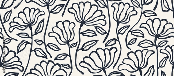 Obraz Hand Drawn doodle Scribble flower seamless pattern.