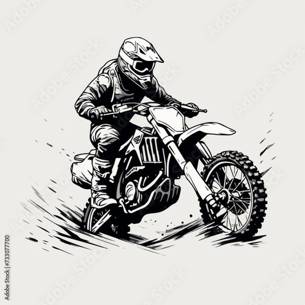 Fototapeta Motocross bike in cartoon, doodle style. Image for t-shirt, web, mobile apps and ui. Isolated 2d vector illustration in logo, icon, sketch style, Eps 10. AI Generative