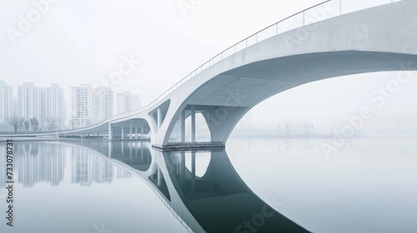 Fototapeta A bridge with minimalist urban landscape style.