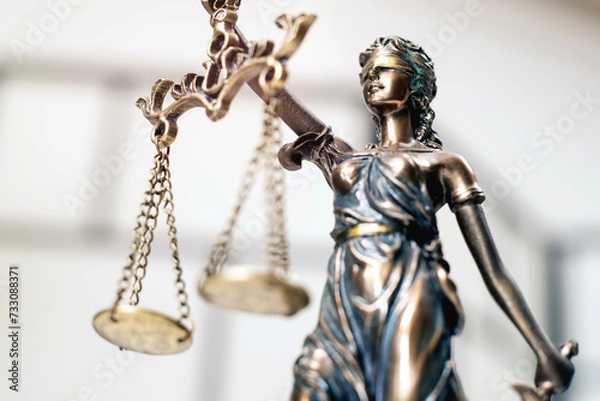 Fototapeta Statue of Justice symbol, image of law understanding of law