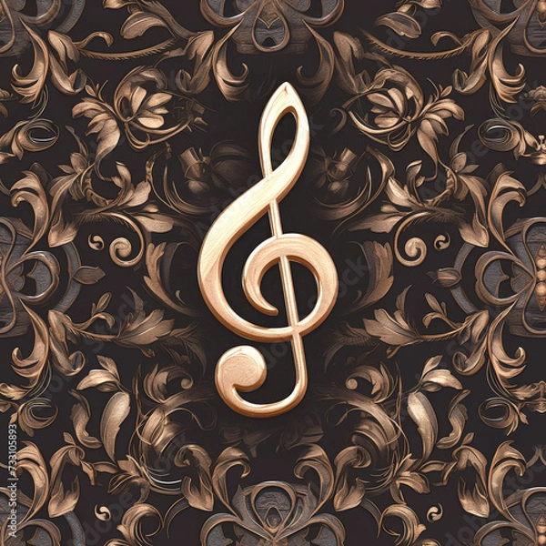 Obraz music clef note as background on a seamless tile, ai generated