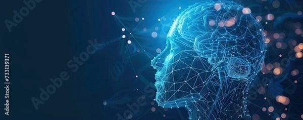 Obraz Human head or brain detail connect of electronic circuits