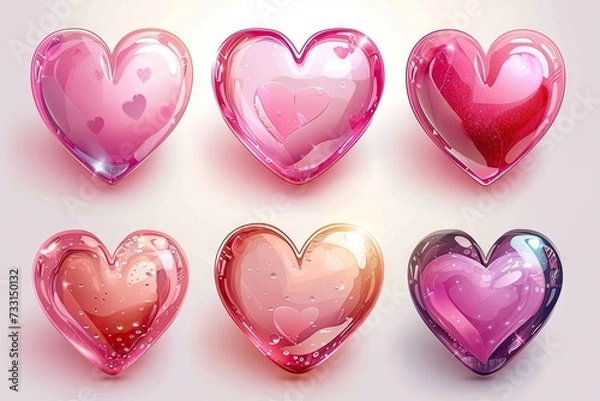 Fototapeta set of hearts on white