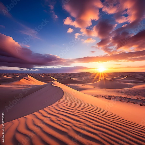 Fototapeta dunes at sunrise generative AI