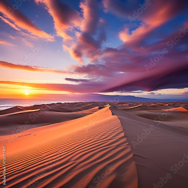 Fototapeta dunes at sunrise generative AI