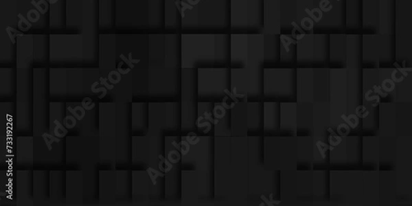 Obraz Modern abstract luxury black square pattern background, 3d modern luxury geometric dark background illustration design, abstract tech background with business and technology concept.