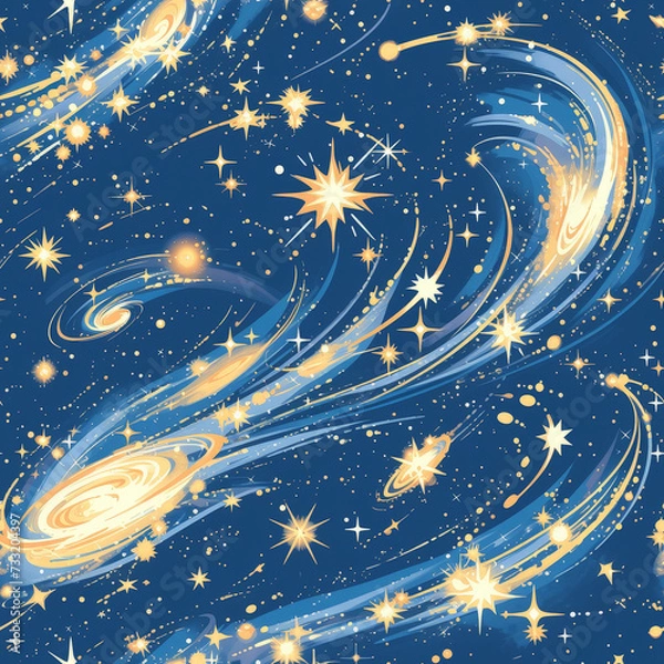 Obraz universe, stars night sky as background on a seamless tile, ai generated
