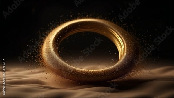 Fototapeta Abstract neon background. Shine ring. Halo around. Sparks particle. Space tunnel. Glint glitter. Empty hole. Glow portal. Astral ball. Slow spin. Bright disc.