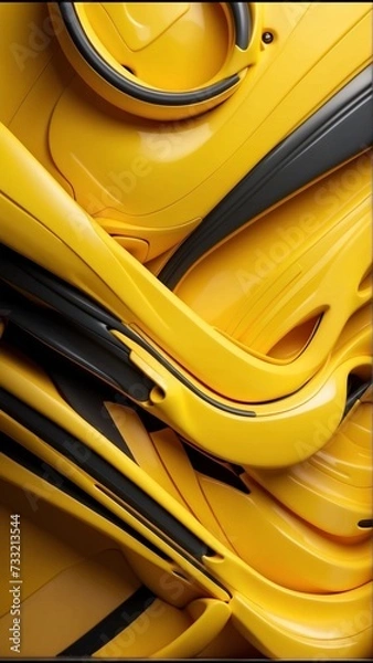 Fototapeta Yellow and Black Abstract Motion Background of Geometric Shapes. - AI-generated Illustration