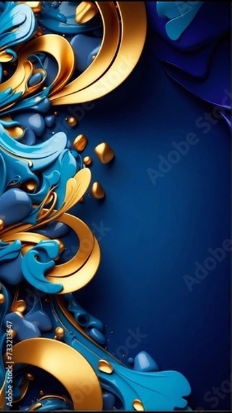 Fototapeta Blue vertical Background of Geometric Shapes. Abstract motion, two-color, AI-generated Illustration