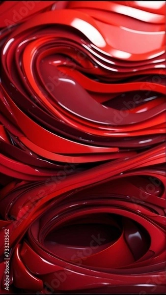 Fototapeta Red Vertical Background of Geometric Shapes. Abstract motion, two-color, AI-generated Illustration