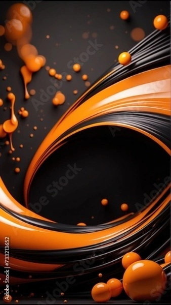 Fototapeta Orange and Black Vertical Background of Geometric Shapes. Abstract motion, two-color, AI-generated Illustration