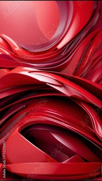 Fototapeta Red Vertical Background of Geometric Shapes. Abstract motion, two-color, AI-generated Illustration