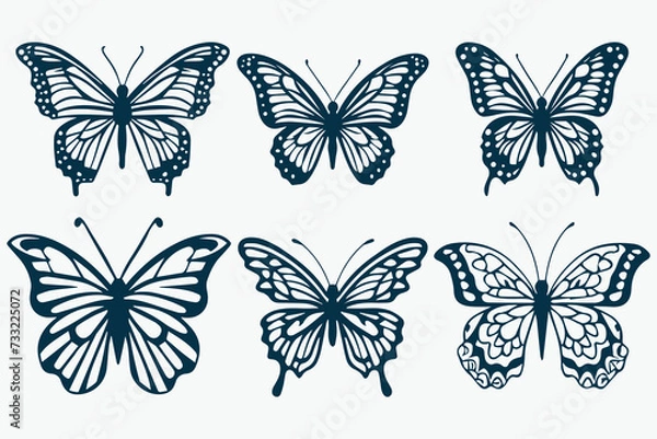 Obraz butterfly silhouette vector bundle