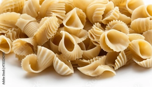 Fototapeta A pile of pasta shells on a white background