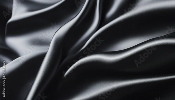 Fototapeta Abstract luxury shiny black silk satin texture background