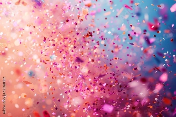 Fototapeta Birthday Confetti Explosion. A moment of confetti exploding in the air, capturing the excitement