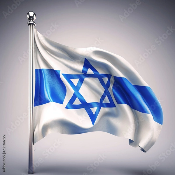 Fototapeta 3d rendered photo of israel flag made with generative AI