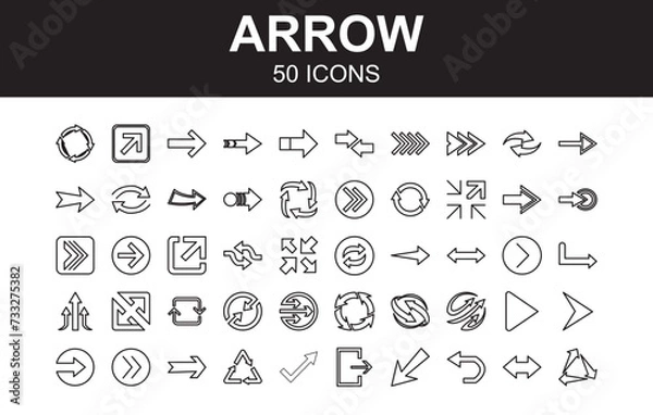 Fototapeta Arrow Icon Set Line Style