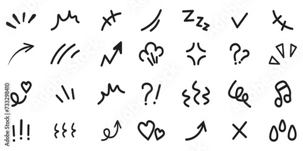 Fototapeta motion effect element icon line decoration emotion effect hand drawn cartoon cute doodle line element arrow emphasis surprise movement shiny vector illustration anime express shape