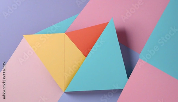 Fototapeta Abstract geometric composition, colorful background design, 3d render