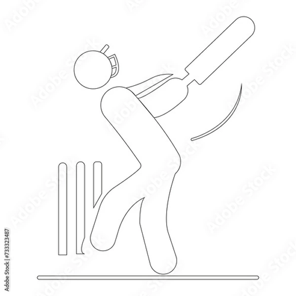 Obraz Batsman cricket icon  vector ilne art eps.
